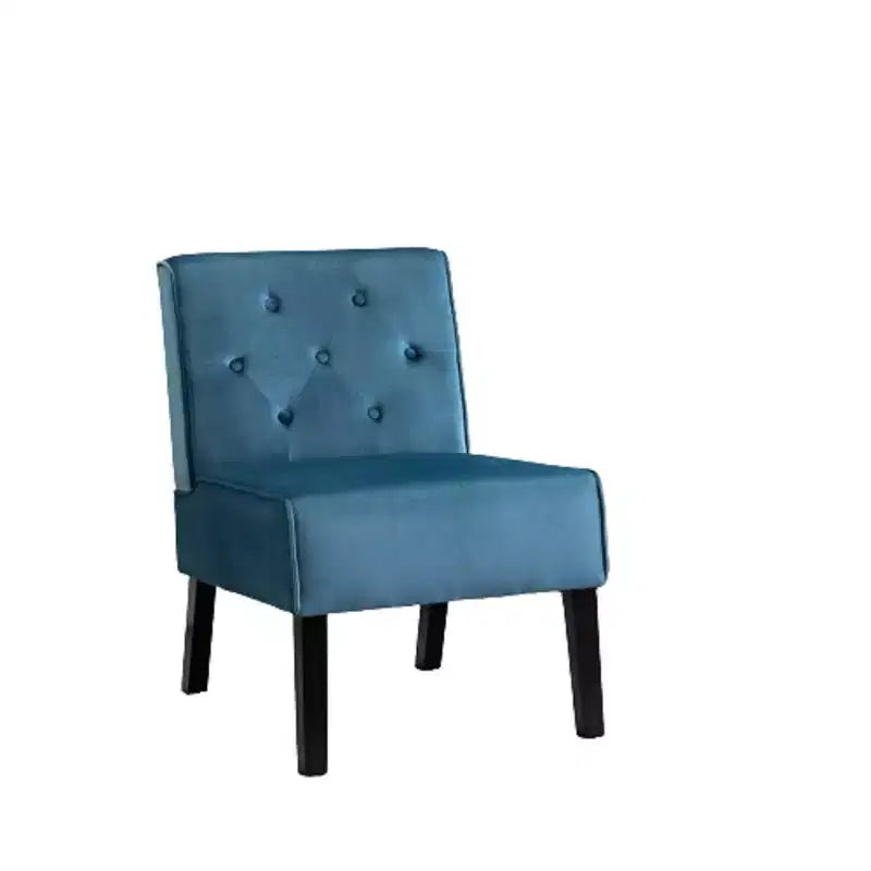 2 Piece Velvet Fabric Accent Chair, Armless Chair with Button Tufted Pattern and Premium High Density Foam Cushion