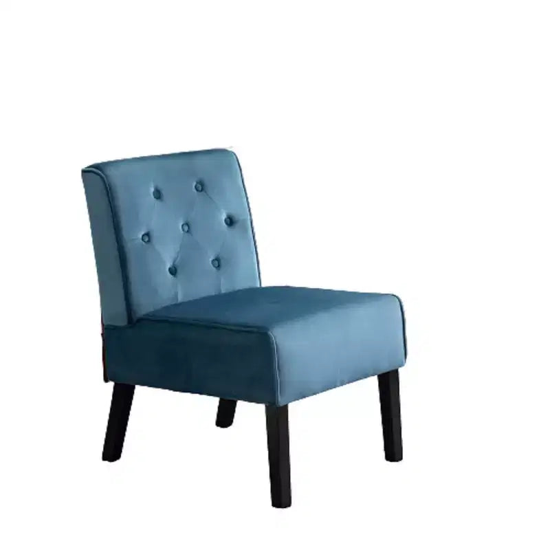 Fauteuil d'appoint en velours 2 pièces, sans accoudoirs avec capitonnage et coussin en mousse haute densité de qualité supérieure