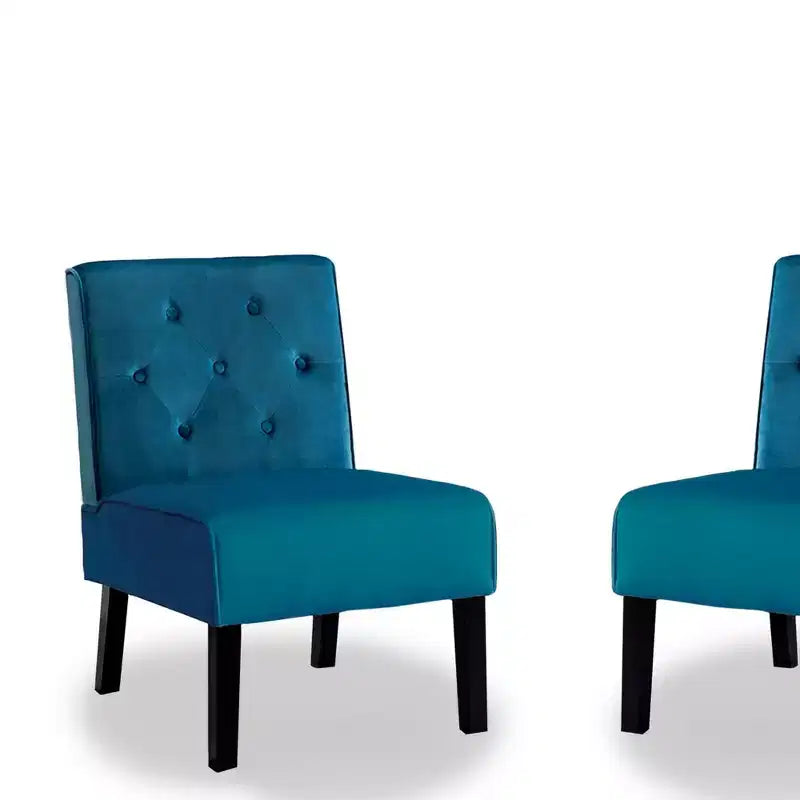 Fauteuil d'appoint en velours 2 pièces, sans accoudoirs avec capitonnage et coussin en mousse haute densité de qualité supérieure