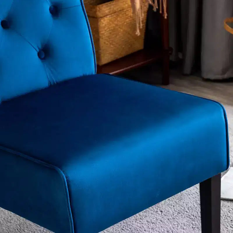 Fauteuil d'appoint en velours 2 pièces, sans accoudoirs avec capitonnage et coussin en mousse haute densité de qualité supérieure