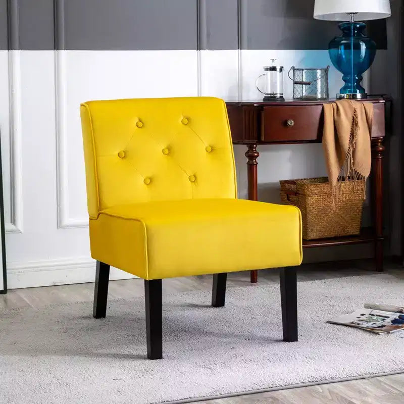2 Piece Velvet Fabric Accent Chair, Armless Chair with Button Tufted Pattern and Premium High Density Foam Cushion