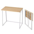 VEVOR Folding Desk, 31.5 Foldable Table for Small Spaces with Storage Hooks, Space Saving Computer Table, Writing Workstation, Oak