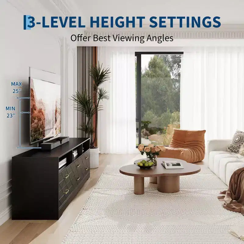 TV Stand with Mount for 35-85 Inch TVs, 6 Drawer Entertainment Center, Adjustable Media Console Storage for Living Room