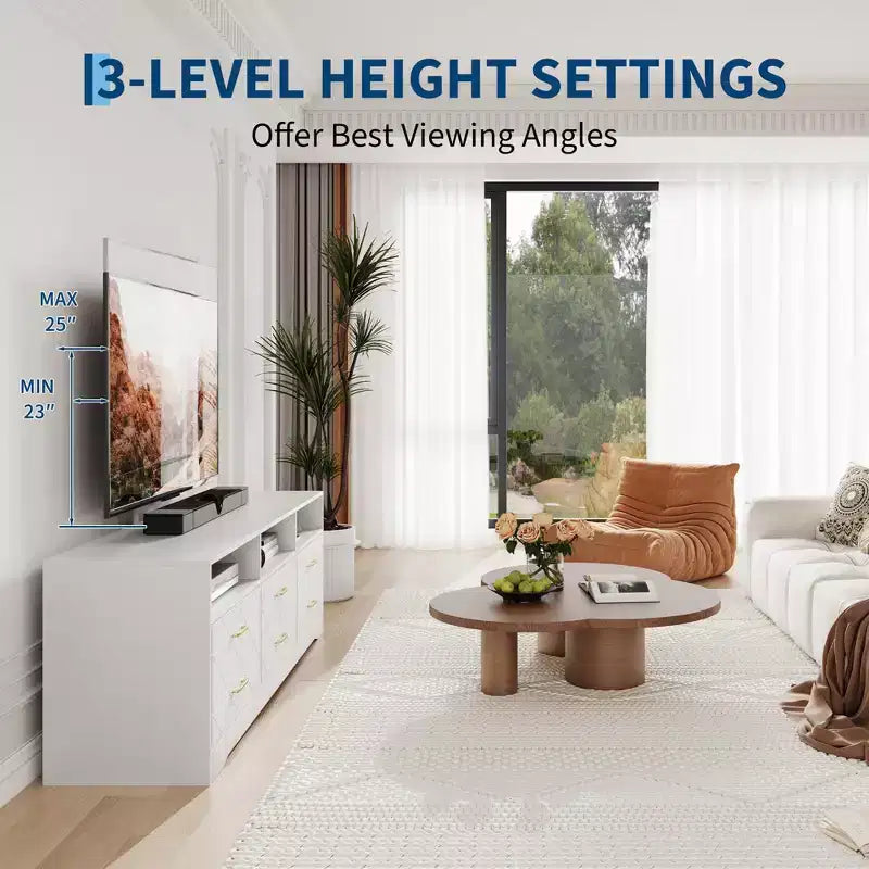TV Stand with Mount for 35-85 Inch TVs, 6 Drawer Entertainment Center, Adjustable Media Console Storage for Living Room