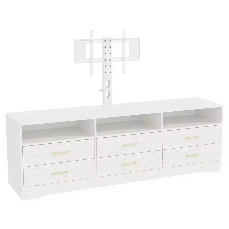 TV Stand with Mount for 35-85 Inch TVs, 6 Drawer Entertainment Center, Adjustable Media Console Storage for Living Room