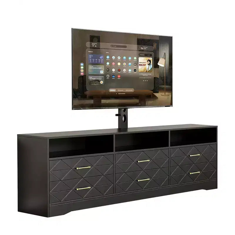 TV Stand with Mount for 35-85 Inch TVs, 6 Drawer Entertainment Center, Adjustable Media Console Storage for Living Room