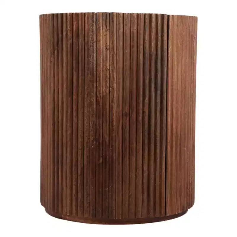Table d'appoint décorative en bois nervuré avec plateau en marbre et rangement - Petite table d'appoint pour la décoration de la chambre ou du salon