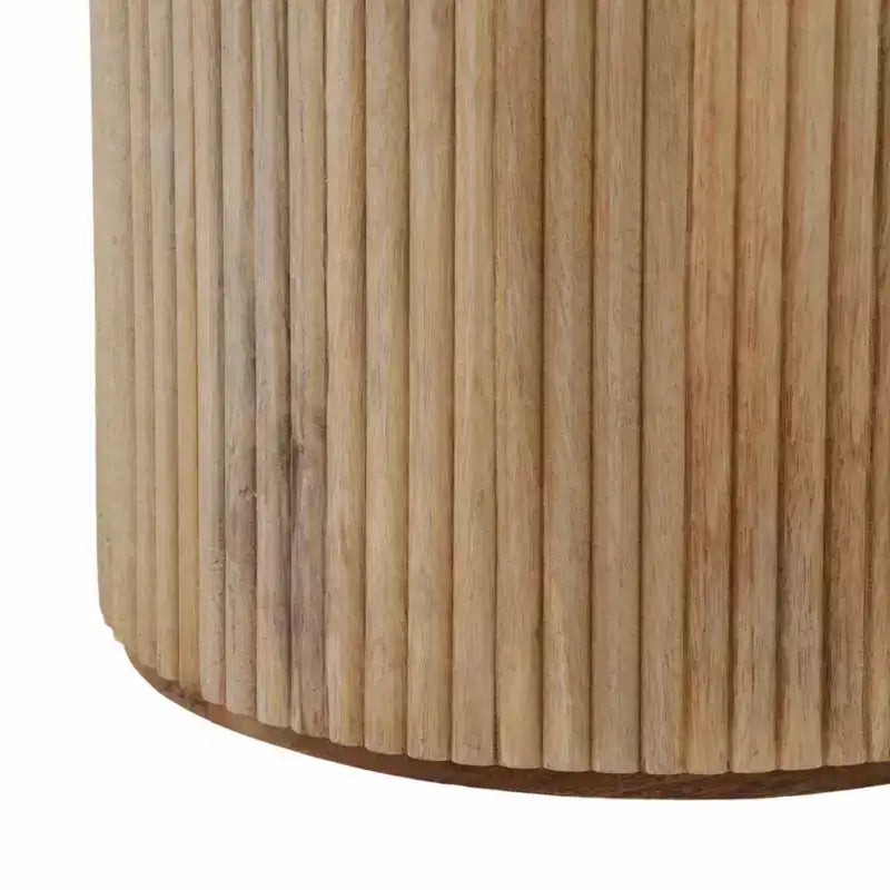 Table d'appoint décorative en bois nervuré avec plateau en marbre et rangement - Petite table d'appoint pour la décoration de la chambre ou du salon