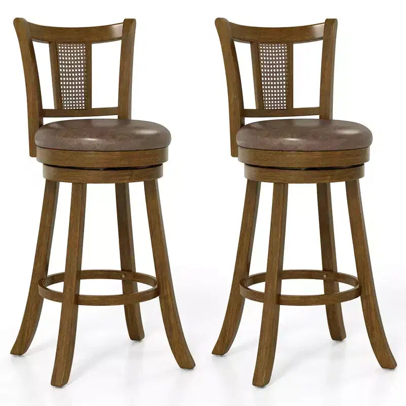 Costway Set of 2/4 Bar Stools 30 Swivel Bar Chairs with PE Rattan Backrest & Footrest