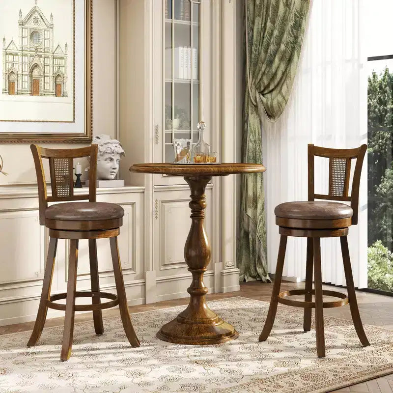 Set of 2/4 Bar Stools 30 Swivel Bar Chairs with PE Rattan Backrest & Footrest