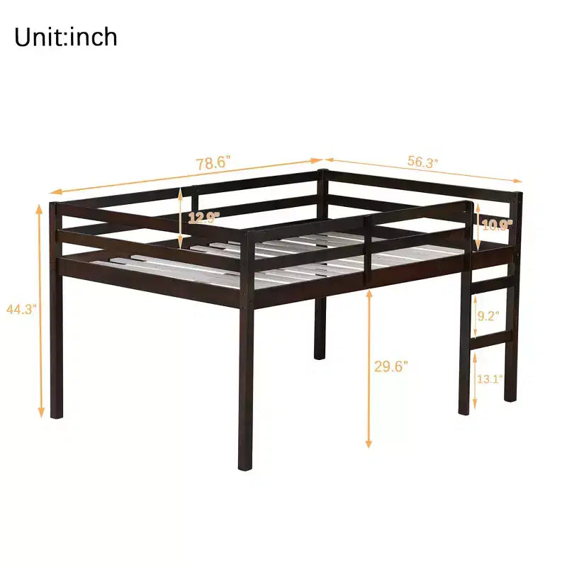 Twin Bunk Bed Kid-Friendly Safety Rail Solid Pine Wood