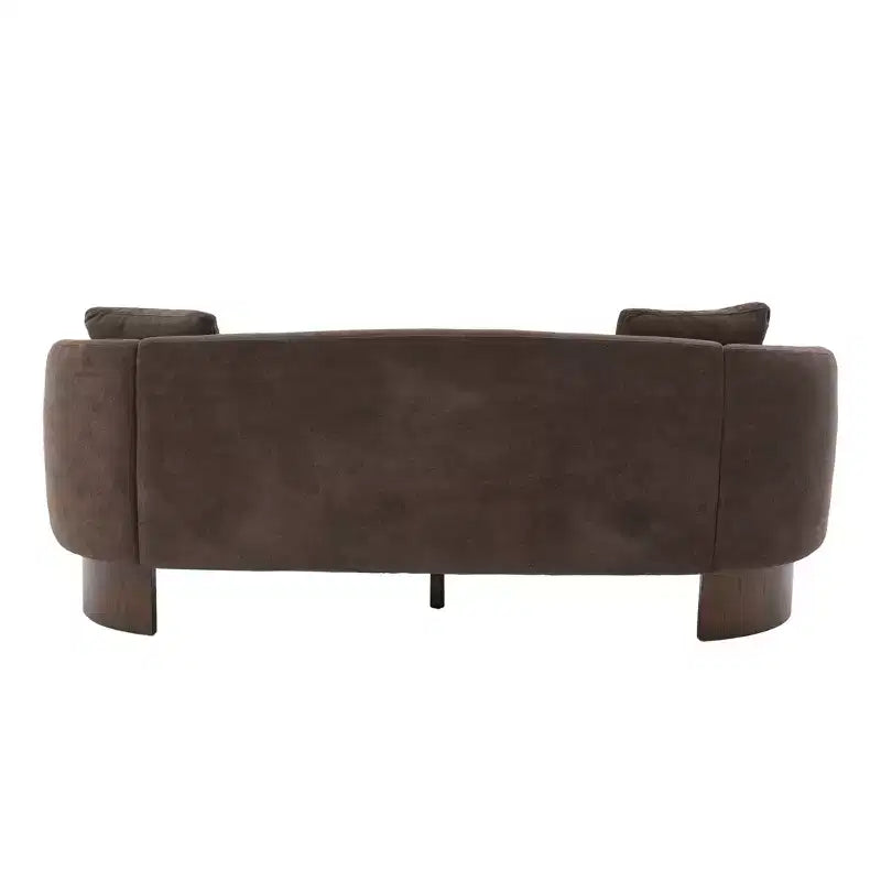 81'' Modern Boucle Upholstered 3-Seater Sofa with Wooden Base and Pillows