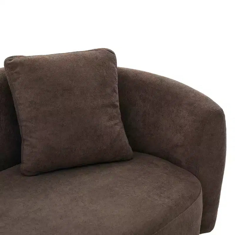 81'' Modern Boucle Upholstered 3-Seater Sofa with Wooden Base and Pillows