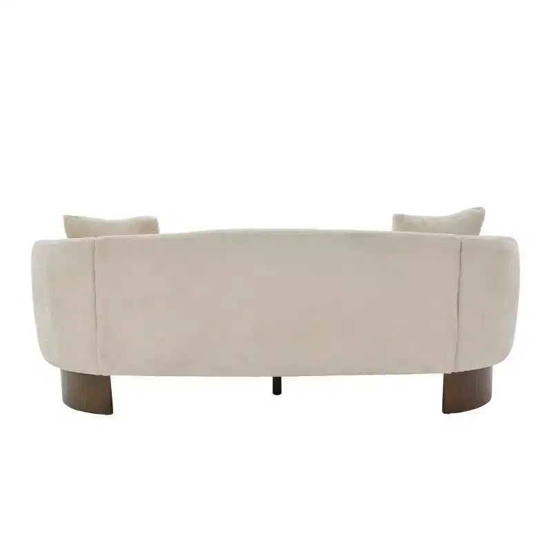 81'' Modern Boucle Upholstered 3-Seater Sofa with Wooden Base and Pillows