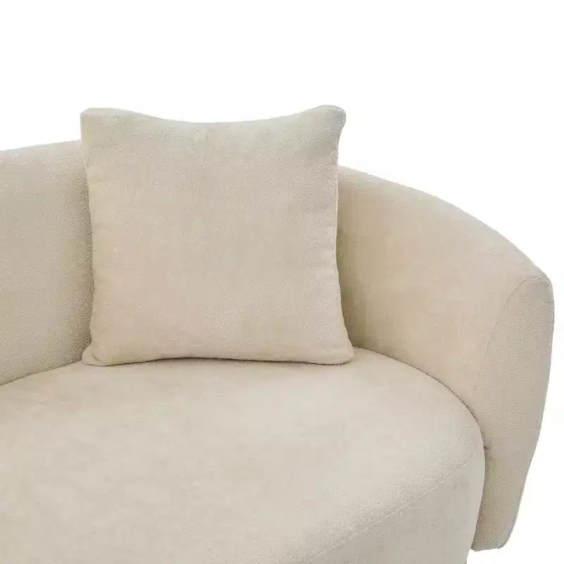 81'' Modern Boucle Upholstered 3-Seater Sofa with Wooden Base and Pillows
