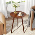 VECELO Mid-Century Modern Round Side Table, Wood Grain End Table with Tapered Legs for Living Room, Brown