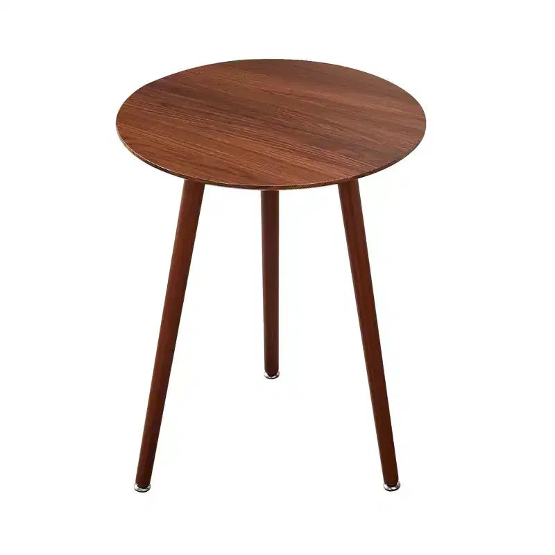 Mid-Century Modern Round Side Table, Wood Grain End Table with Tapered Legs for Living Room, Brown