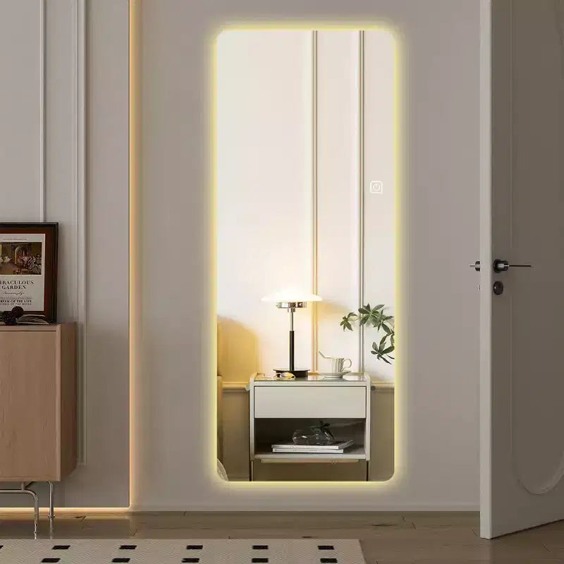 Full Length LED Vanity Mirror with Lights, Dimmable 3-Color Modes, Floor or Wall Mounted, Modern Bedroom Makeup Mirror-