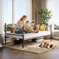 Twin Daybed with Heart-Shaped Headboard, Sturdy Metal Day Bed Frame with Steel Slat Support, Headboard Sofa Bed for Living Room, Bedroom