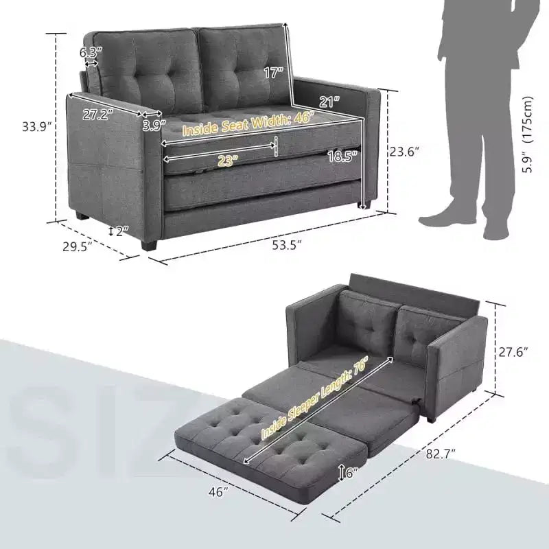 |53.5 inch Upholstered Sleeper Sofa