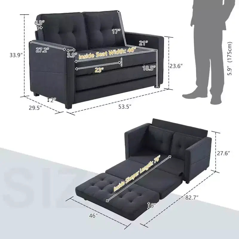 |53.5 inch Upholstered Sleeper Sofa