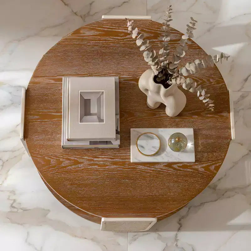 Carved Wooden Coffee Table, Retro Double-Layer Storage Side Table, Palace Style Bedside Table for Small Spaces