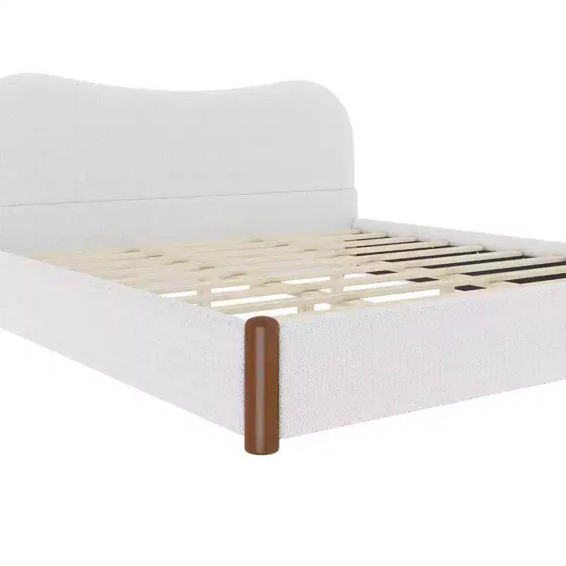 Lit plateforme rembourré avec support en bois