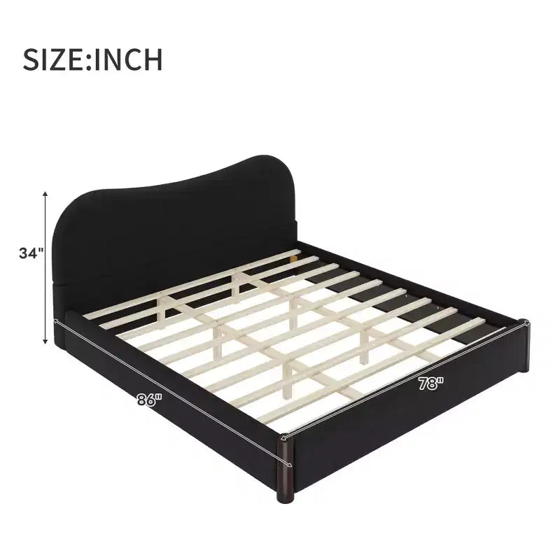 Upholstered Platform Bed with Wood Supporting