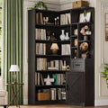 Corner Bookshelf, L Shaped Bookcase with Drawer & Cabinets, 6-Tier Storage Bookshelf with Open Shelves, for Living Room Home Office Bedroom
