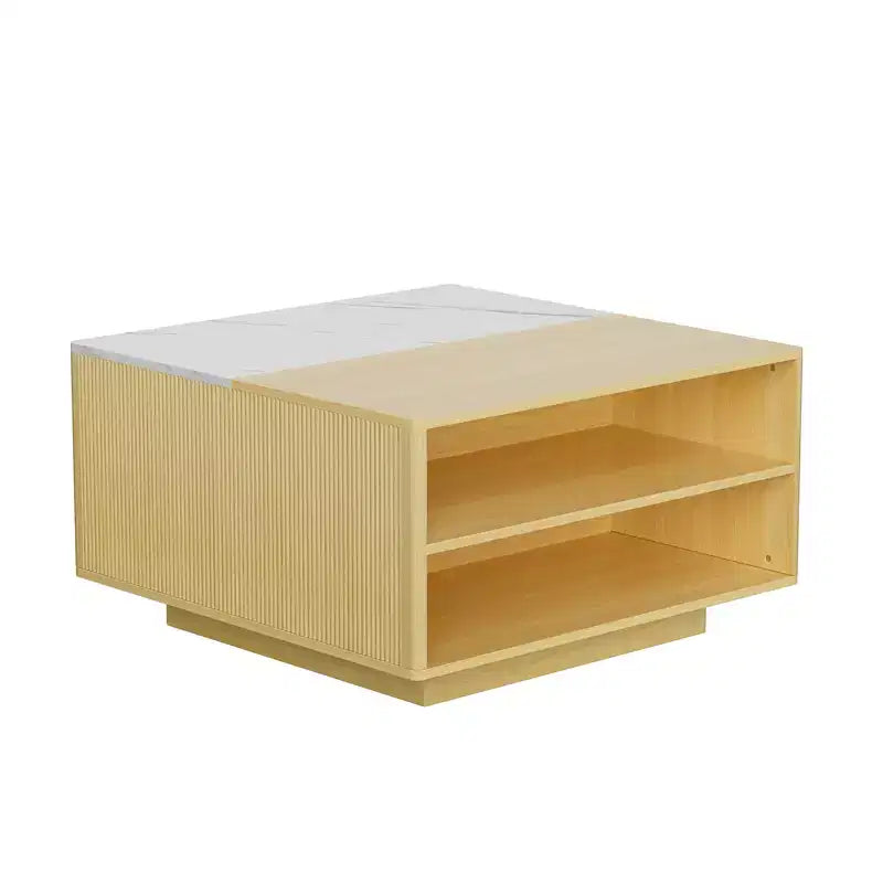 Modern Square Wood Coffee Table with Lift Top Storage for Living Room