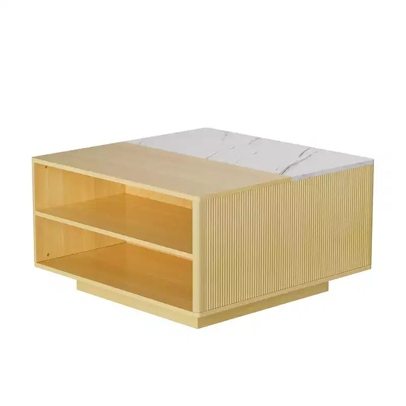 Modern Square Wood Coffee Table with Lift Top Storage for Living Room