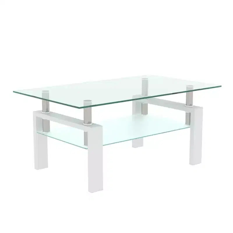Fun little toys brand Rectangle Glass Coffee Table, Clear Coffee Table, Modern Side Center Tables for Living Room, Living Room Furniture