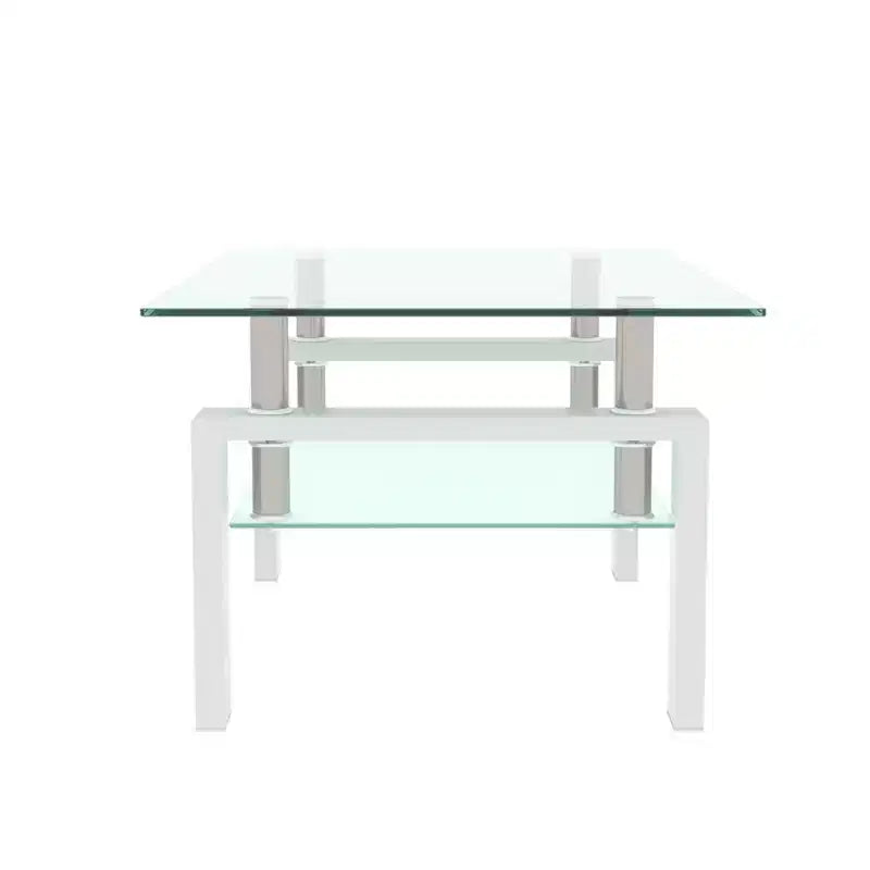 Fun little toys brand Rectangle Glass Coffee Table, Clear Coffee Table, Modern Side Center Tables for Living Room, Living Room Furniture