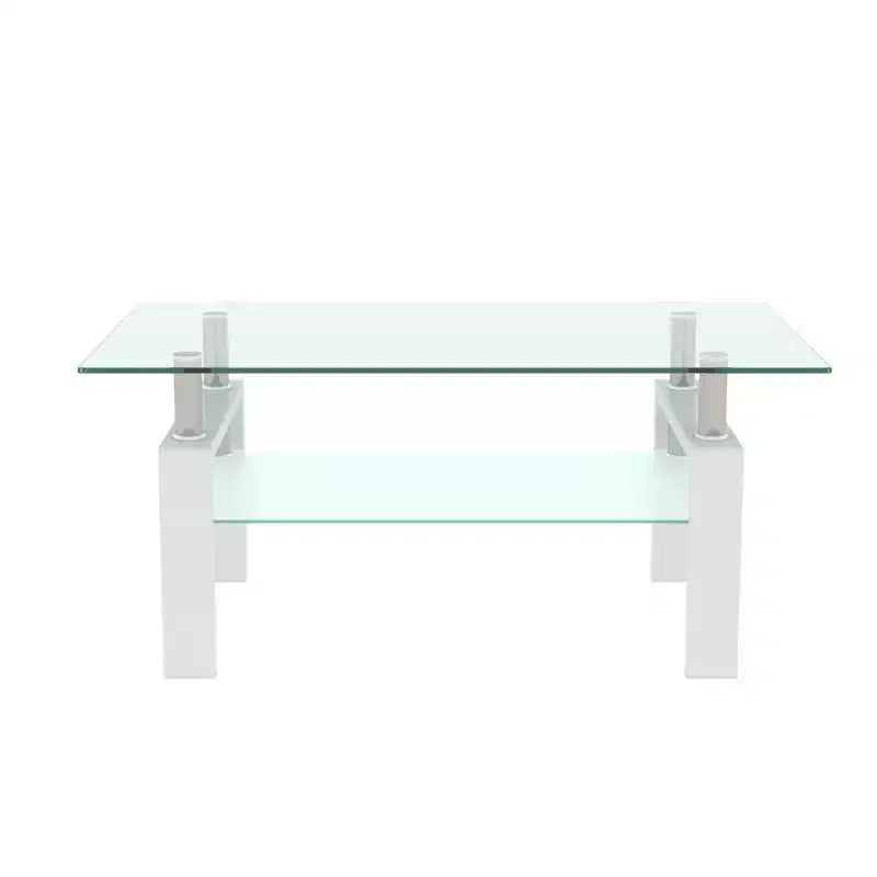 Fun little toys brand Rectangle Glass Coffee Table, Clear Coffee Table, Modern Side Center Tables for Living Room, Living Room Furniture