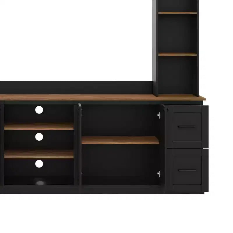 Meuble mural de divertissement 4-en-1 de style campagnard, pour téléviseurs jusqu'à 70 pouces, console multimédia avec étagères réglables et tiroirs