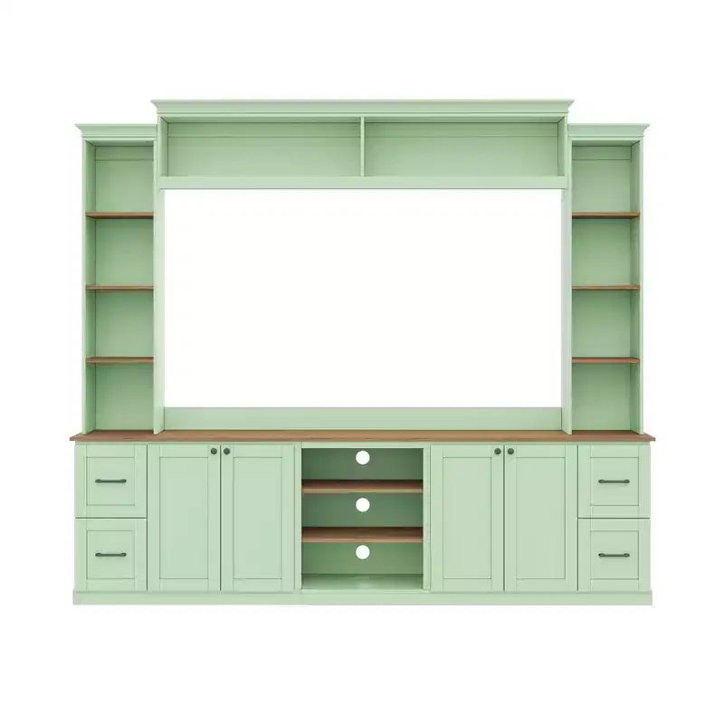 Meuble mural de divertissement 4-en-1 de style campagnard, pour téléviseurs jusqu'à 70 pouces, console multimédia avec étagères réglables et tiroirs