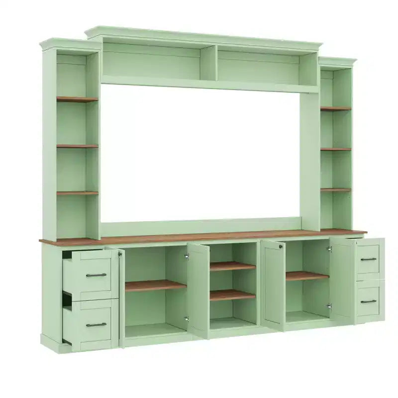 Meuble mural de divertissement 4-en-1 de style campagnard, pour téléviseurs jusqu'à 70 pouces, console multimédia avec étagères réglables et tiroirs