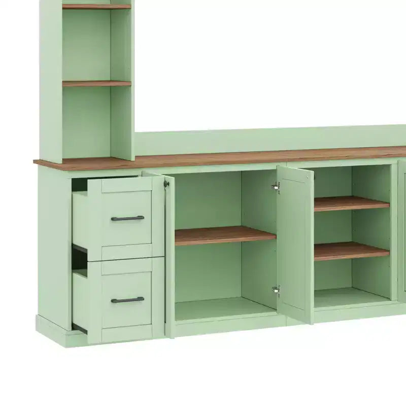 Meuble mural de divertissement 4-en-1 de style campagnard, pour téléviseurs jusqu'à 70 pouces, console multimédia avec étagères réglables et tiroirs