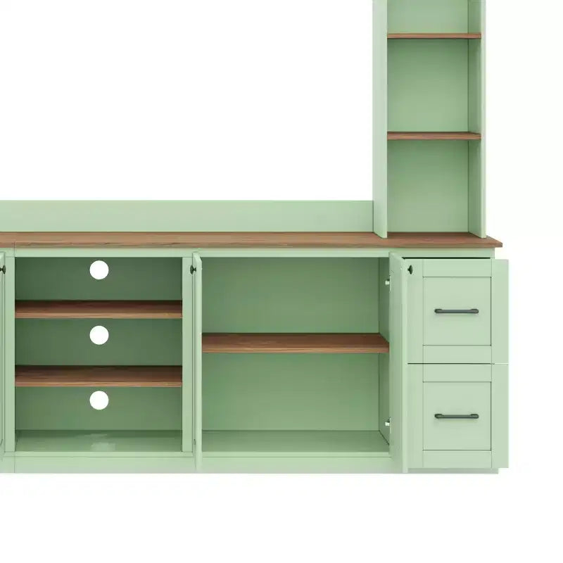 Meuble mural de divertissement 4-en-1 de style campagnard, pour téléviseurs jusqu'à 70 pouces, console multimédia avec étagères réglables et tiroirs