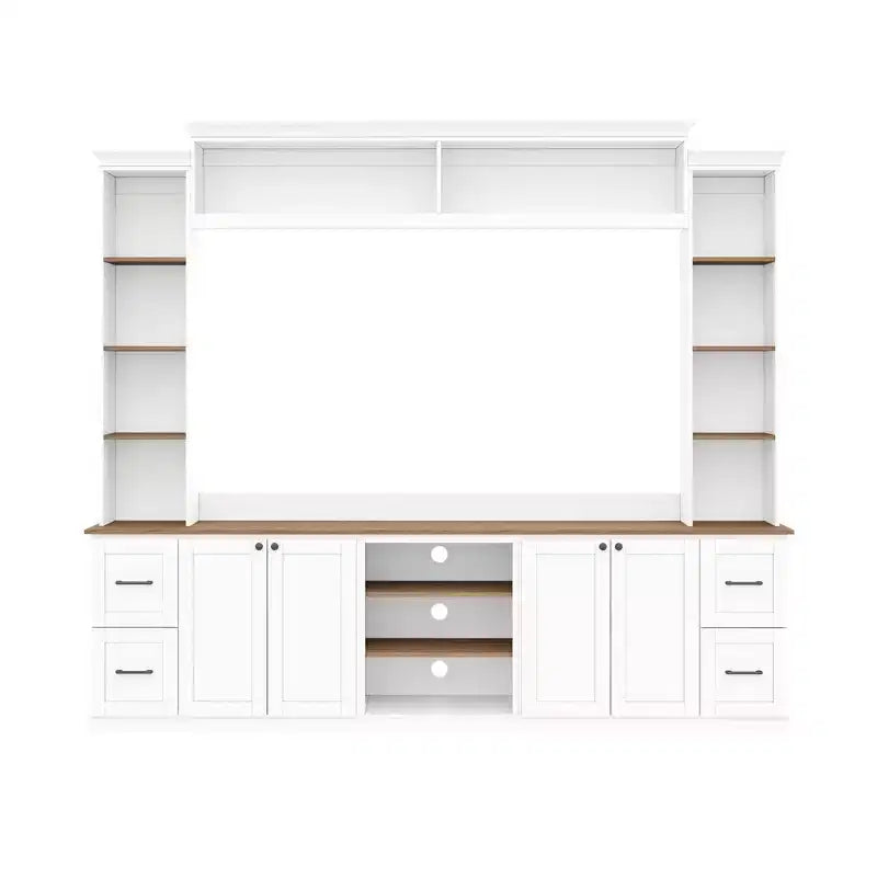 Meuble mural de divertissement 4-en-1 de style campagnard, pour téléviseurs jusqu'à 70 pouces, console multimédia avec étagères réglables et tiroirs