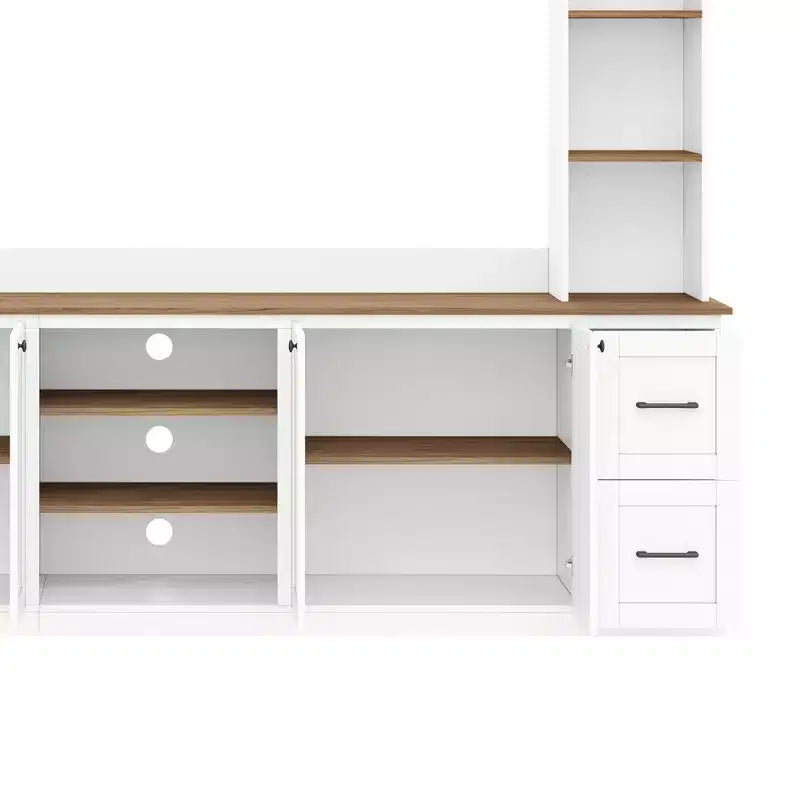 Meuble mural de divertissement 4-en-1 de style campagnard, pour téléviseurs jusqu'à 70 pouces, console multimédia avec étagères réglables et tiroirs