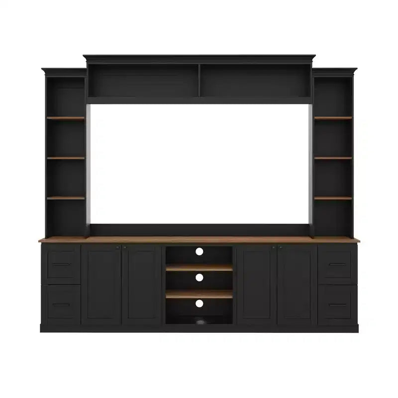 Meuble mural de divertissement 4-en-1 de style campagnard, pour téléviseurs jusqu'à 70 pouces, console multimédia avec étagères réglables et tiroirs