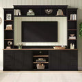 ModernLuxe 4-in-1 Farmhouse Entertainment Center Wall Unit, Fits TVs Up to 70, TV Stand Media Console w/ Adjustable Shelves & Drawers