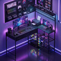 L Shaped Computer Desk with 3 Drawers, Reversible Corner Desk with Bookshelf & 3-Tier Storage for Home Office